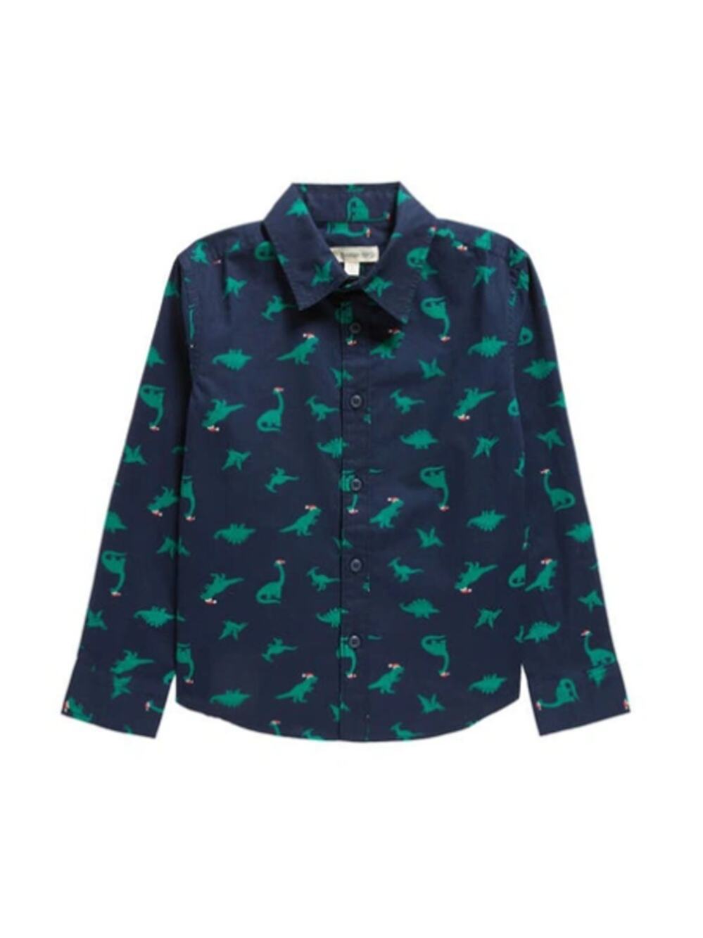 New ~ TUCKER + TATE ~ 100% Cotton  Peacoat Holiday Dinos Print Shirt Sizes 3,4,5